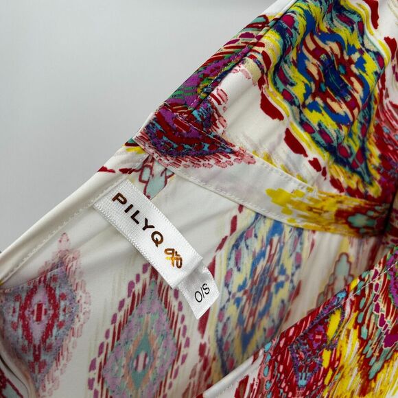 PILYQ Revolve Pink Yellow Geometric Halter Midi Swim Cover Up Dress One Size - Picture 7 of 8